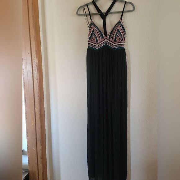 Lulumari , Black Embroidered Maxi Dress, Size Small - Picture 2 of 12